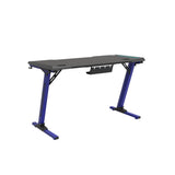 EKKIO Gaming Desk with Z Shaped Legs & RGB Lighting - 140cm Black/Blue