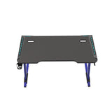 EKKIO Gaming Desk with Z Shaped Legs & RGB Lighting - 140cm Black/Blue