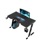 EKKIO Gaming Desk with Z-Shaped Legs & RGB Lighting - 100cm Black