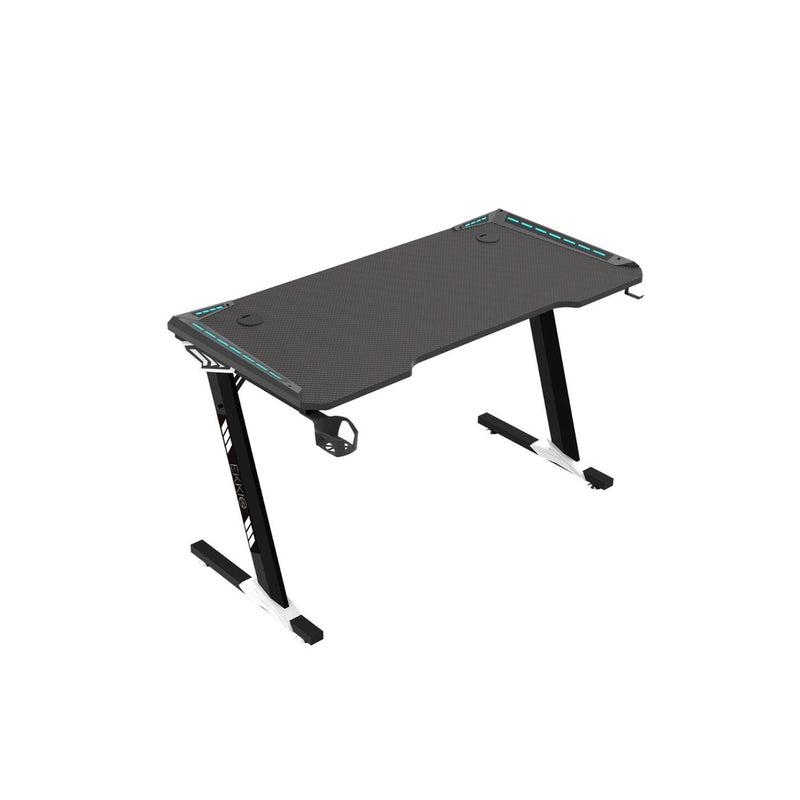 EKKIO Gaming Desk with Z-Shaped Legs & RGB Lighting - 100cm Black