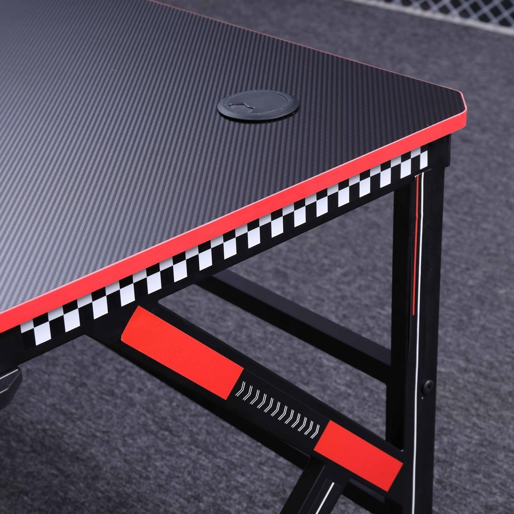Gaming Desk with K-Shaped Legs & RGB Lights - Smooth Top - 120cm Black/Red