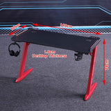 Gaming Desk with Z-Shaped Legs & RGB Lights - 140cm Black/Red