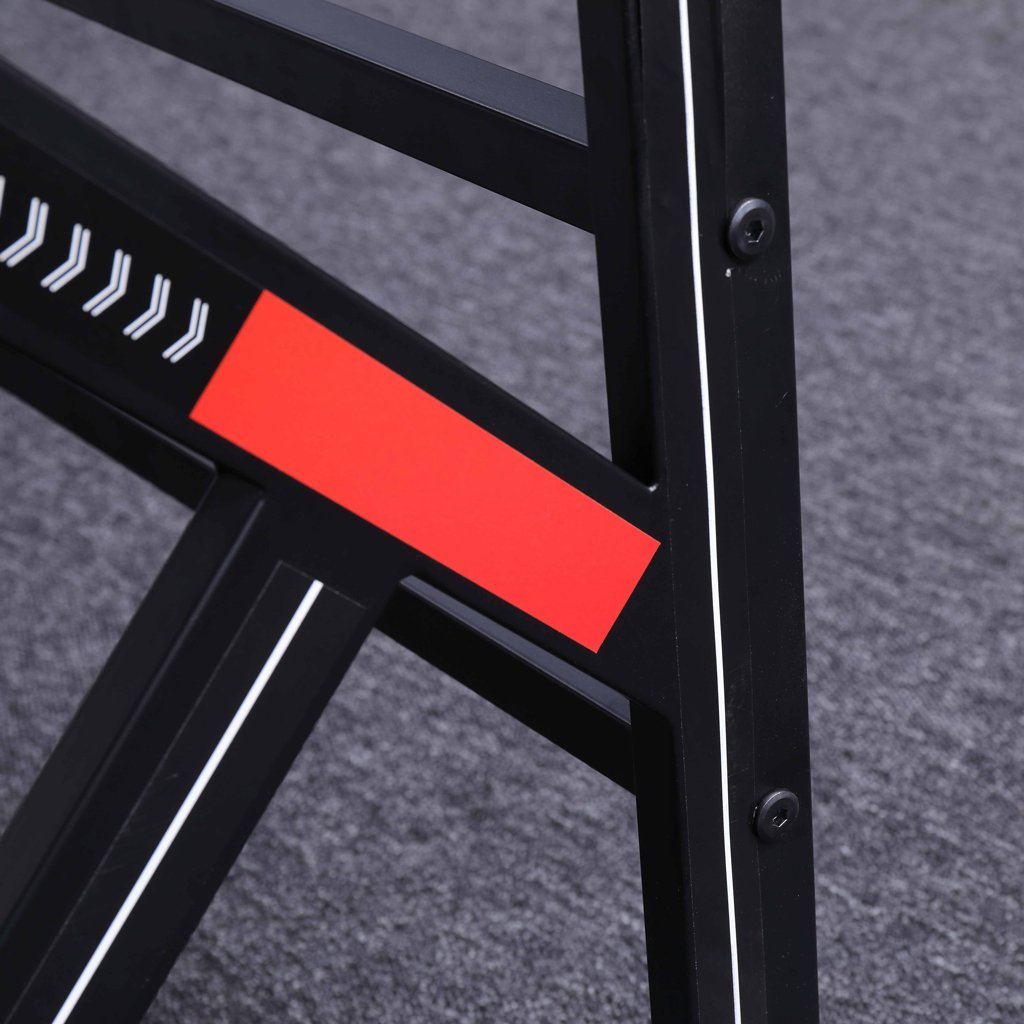 Gaming Desk with K-Shaped Legs & RGB Lights - Smooth Top - 140cm Black/Red