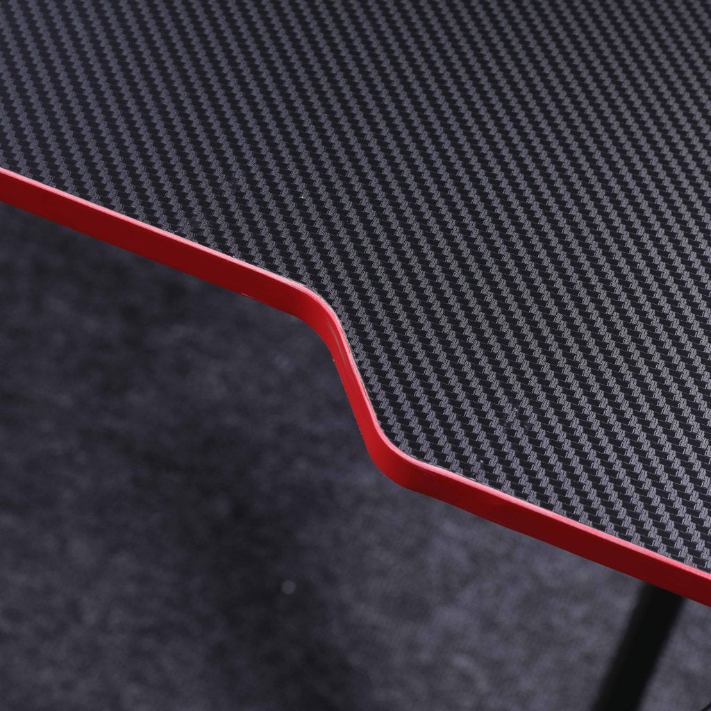 Gaming Desk with K-Shaped Legs & RGB Lights - Smooth Top - 140cm Black/Red