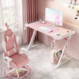 Gaming Desk with Z-Shaped Legs & RGB Lights - 120cm Pink