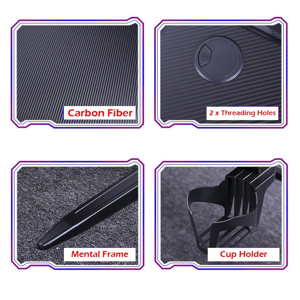 Gaming Desk with L-Shaped Legs & RGB Lights - 140cm Black