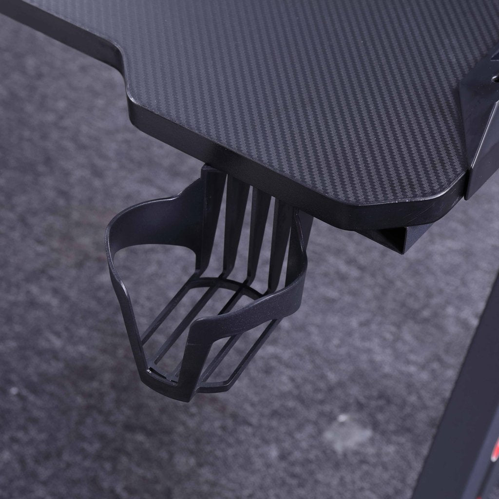 Gaming Desk with Y-Shaped Legs & RGB Lights - 140cm Black/Red