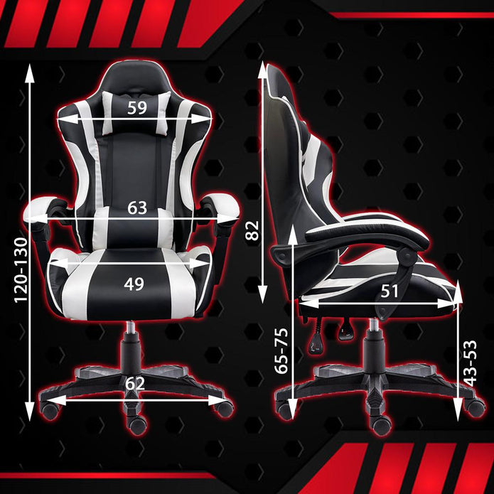 Reclining Gaming Chair with PU Leather - Black/Blue