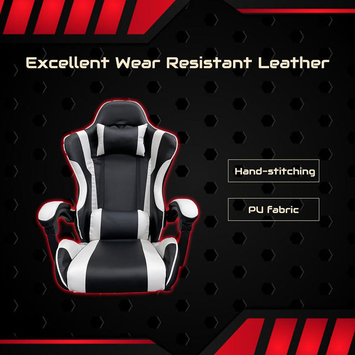 Reclining Gaming Chair with PU Leather - Black/Red