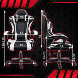 Reclining Gaming Chair with PU Leather - Black/White