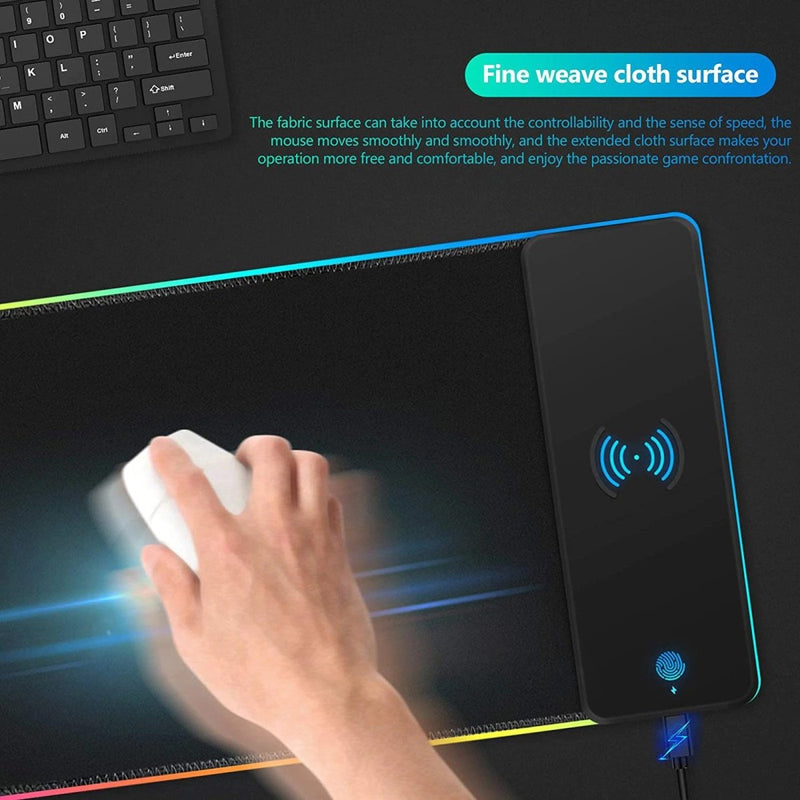 RGB Wireless 15W Oversized Charger Mouse Pad 800x300 MM Gaming Mouse Pad