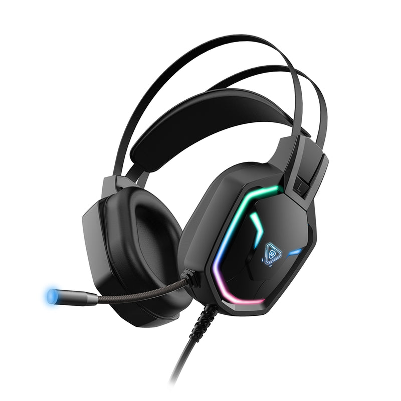 Gaming Headset with Automatic Sound Adjustment & RGB Lights - Black