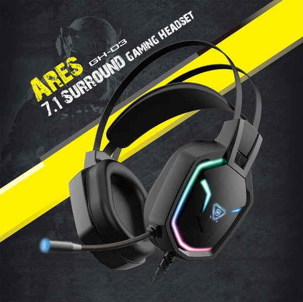 Gaming Headset with Automatic Sound Adjustment & RGB Lights - Black