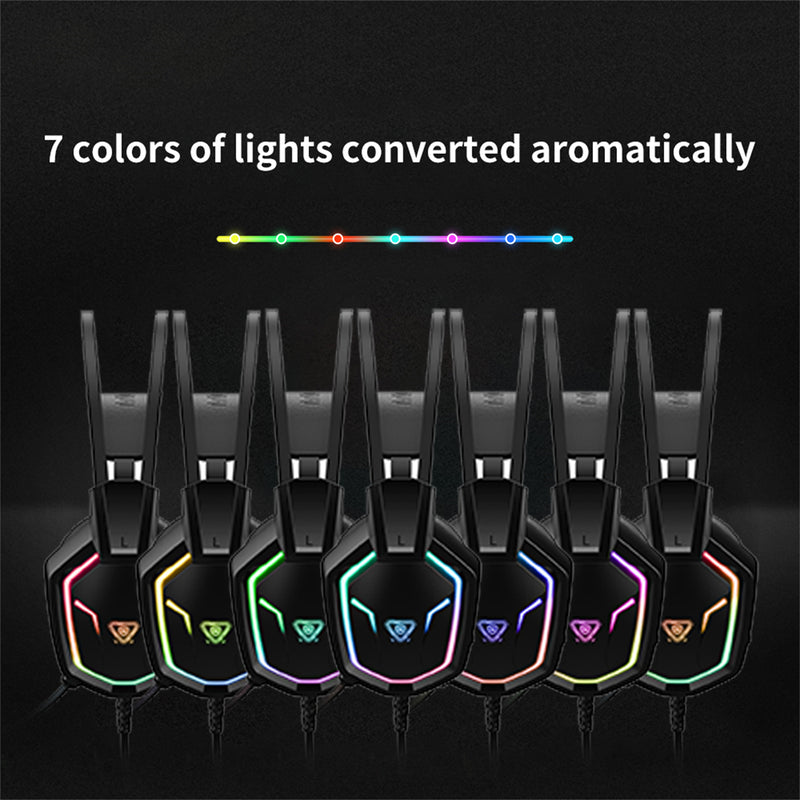 Gaming Headset with Automatic Sound Adjustment & RGB Lights - Black