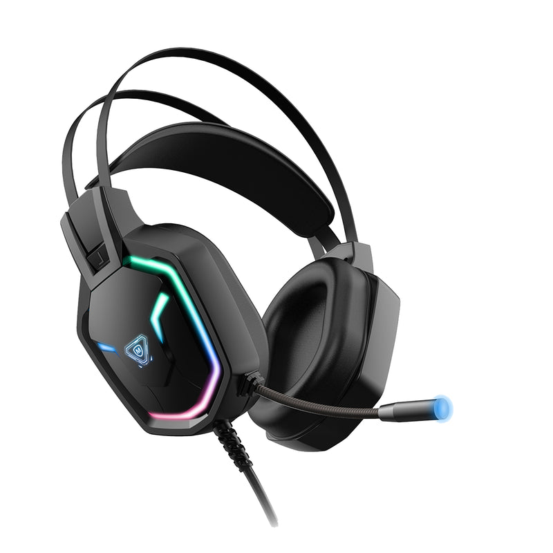 Gaming Headset with Automatic Sound Adjustment & RGB Lights - Black