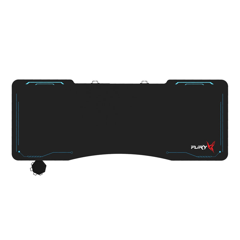 FuryX Gaming Desk with L-Shaped Legs & RGB Mousepad - 160cm Black