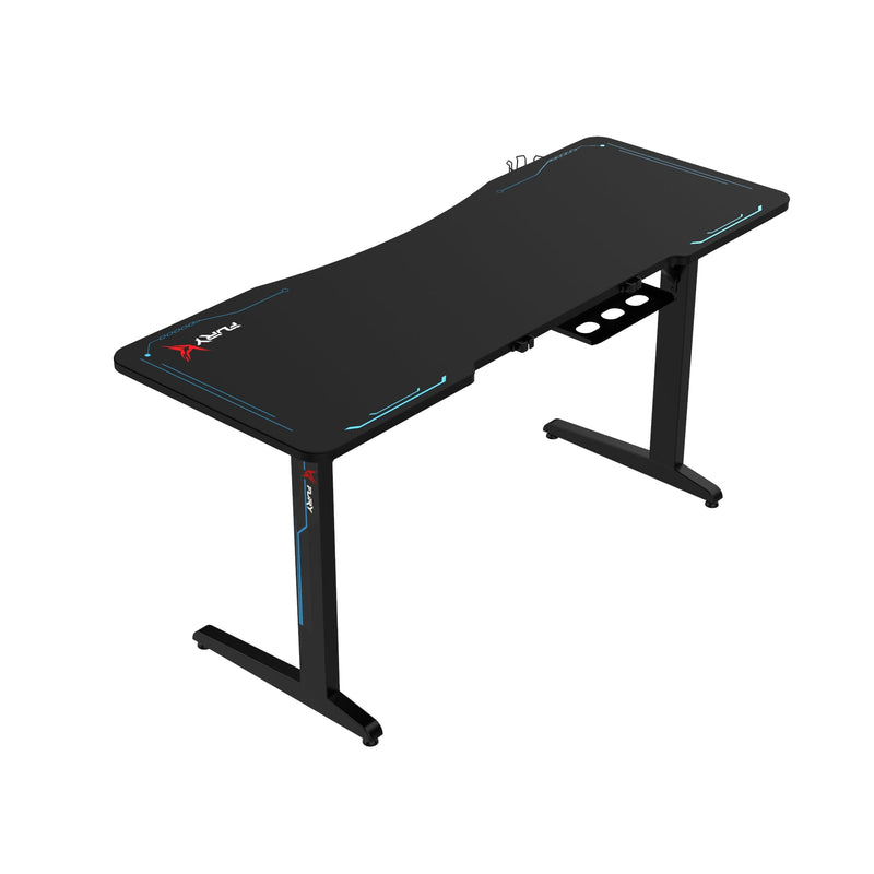 FuryX Gaming Desk with L-Shaped Legs & RGB Mousepad - 160cm Black