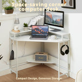 Casadiso L-Shaped Corner Desk with Built-In Charging Station - White