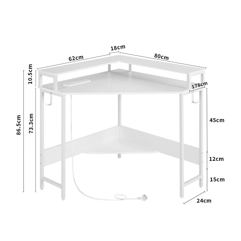 Casadiso L-Shaped Corner Desk with Built-In Charging Station - White