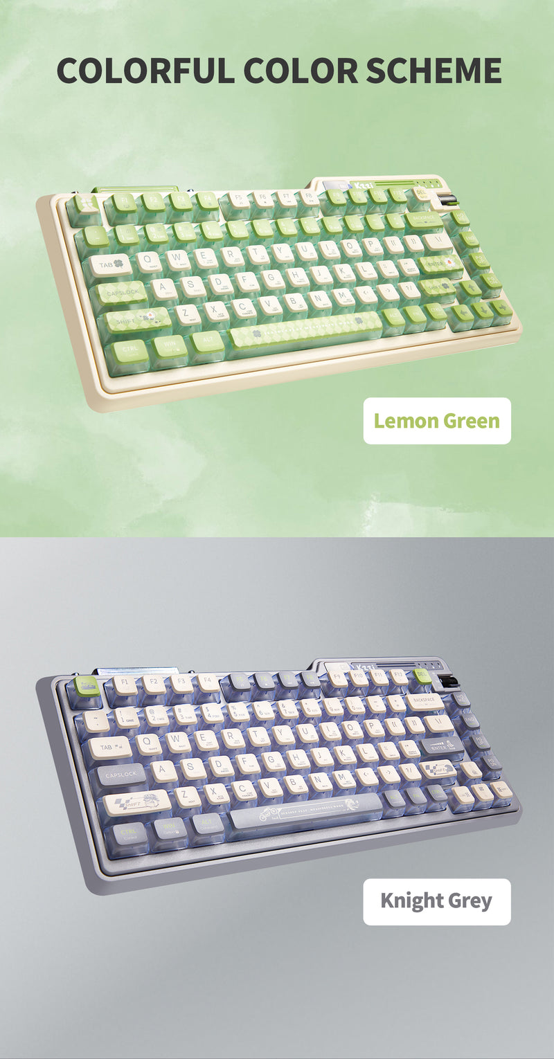 KZZI K75 PRO RGB 75% Wireless Gasket Mechanical Lemon Green Keyboard, Triple Mode, Eternity Tactile Switch