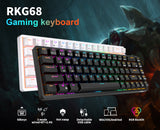 ROYAL KLUDGE RK68 Wireless Hot Swap White 65% Mechanical Keyboard, Red Switch