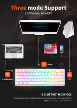 ROYAL KLUDGE RK68 Wireless Hot Swap White 65% Mechanical Keyboard, Red Switch