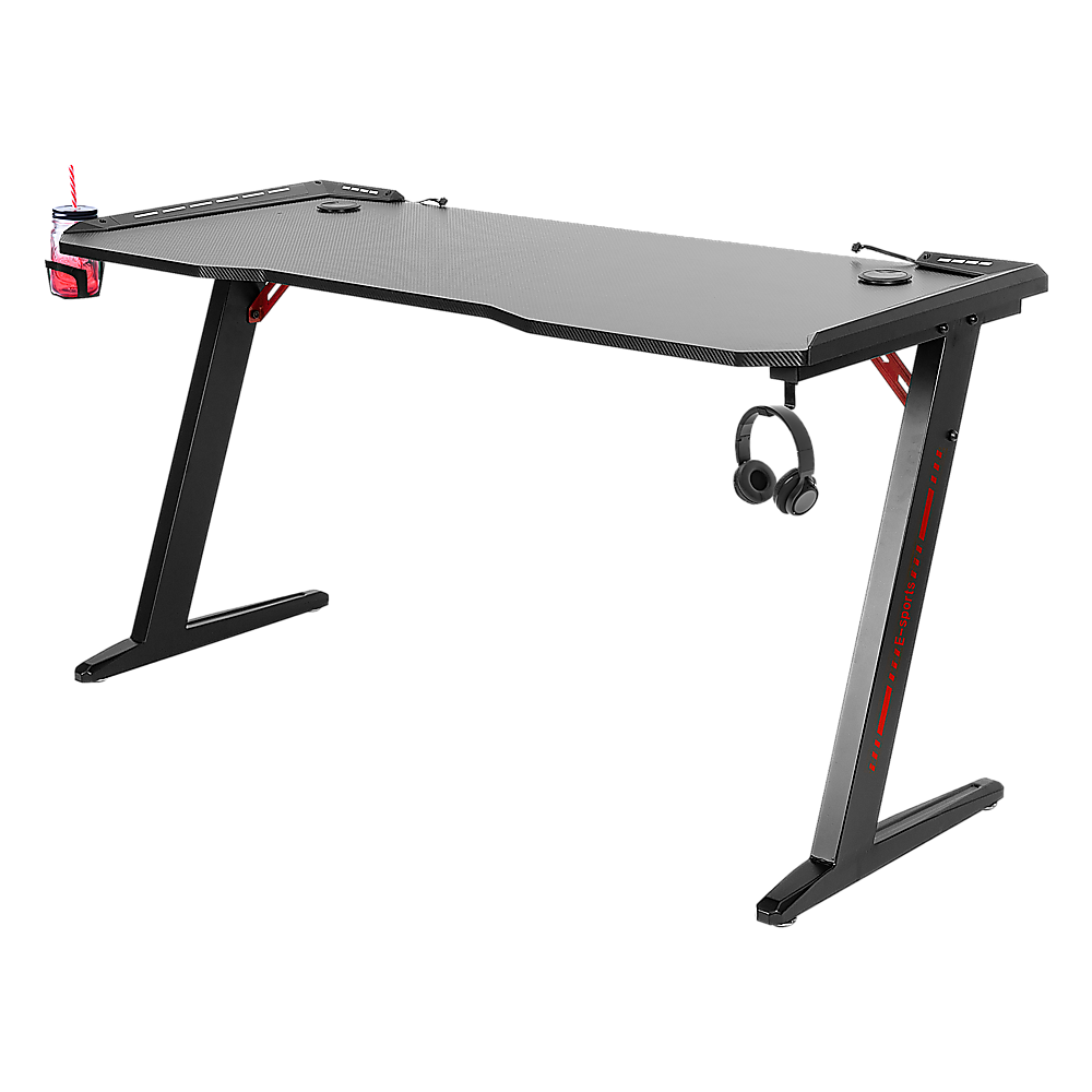 RTM Gaming Desk with Z-Shaped Legs & LED Lights - 120cm Black