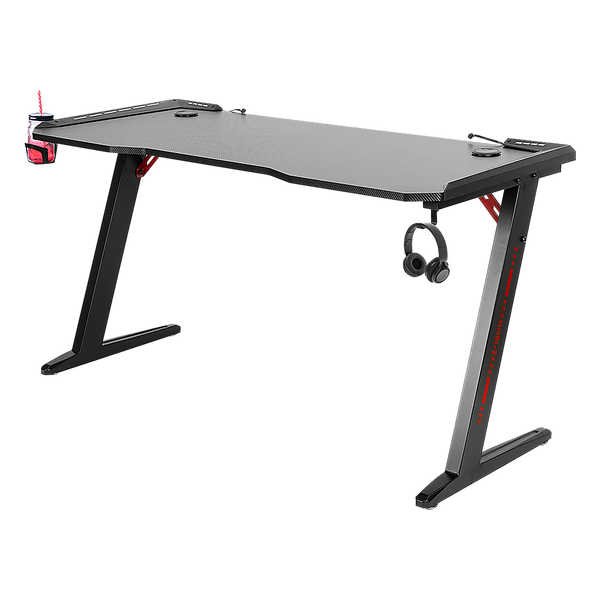 RTM Gaming Desk with Z-Shaped Legs & LED Lights - 120cm Black