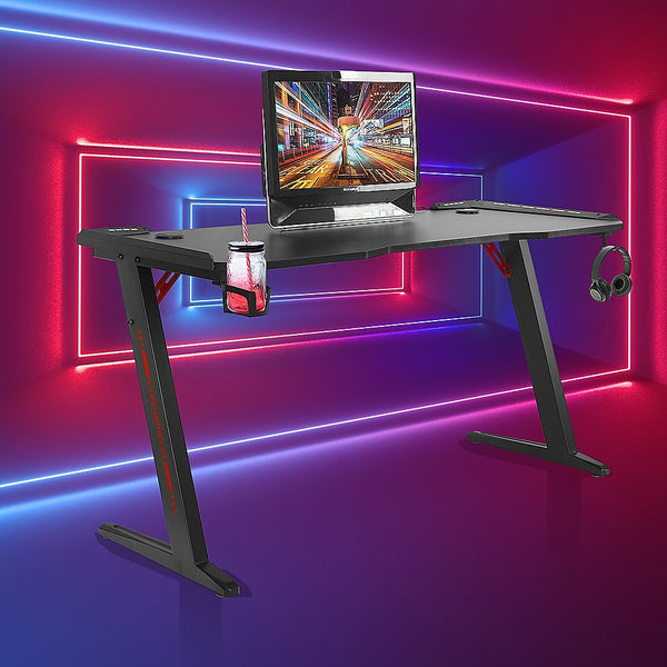 RTM Gaming Desk with Z-Shaped Legs & LED Lights - 120cm Black