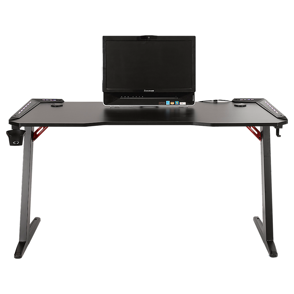 RTM Gaming Desk with Z-Shaped Legs & LED Lights - 120cm Black
