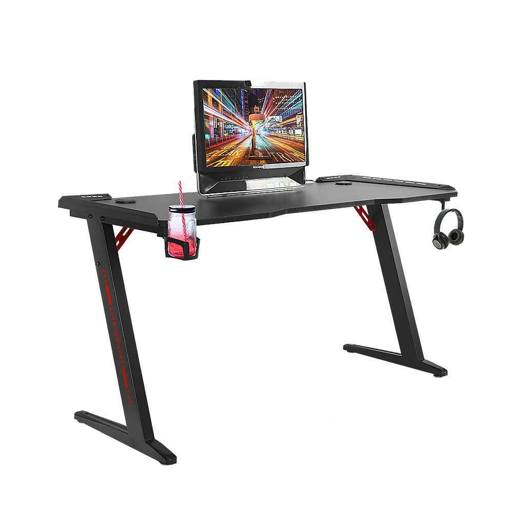 RTM Gaming Desk with Z-Shaped Legs & LED Lights - 120cm Black