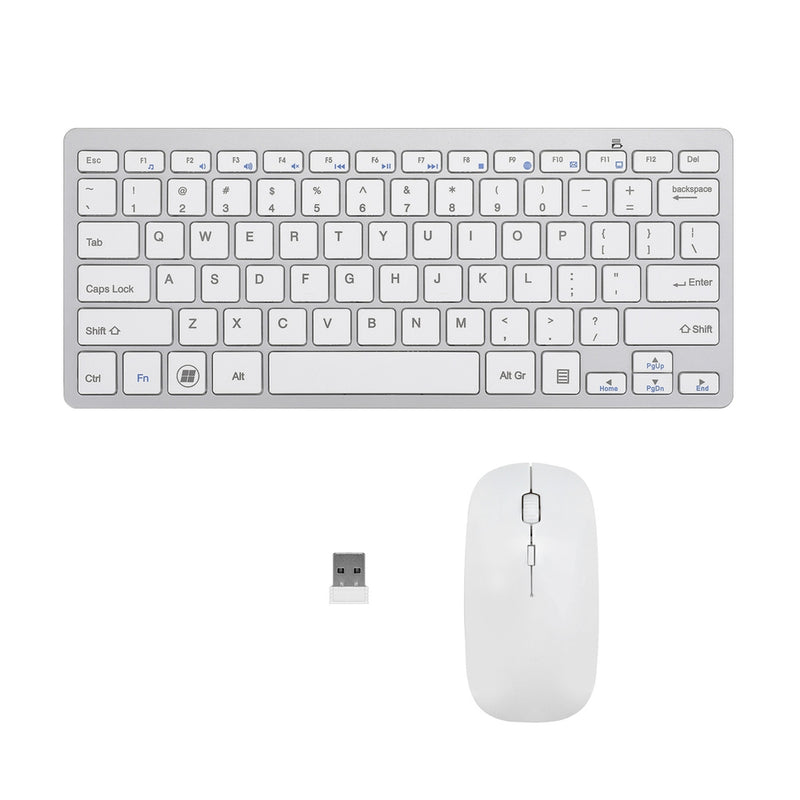 Wireless Keyboard and Mouse Combo Bluetooth Set for PC Laptop Phone Tablet 78 Keys White